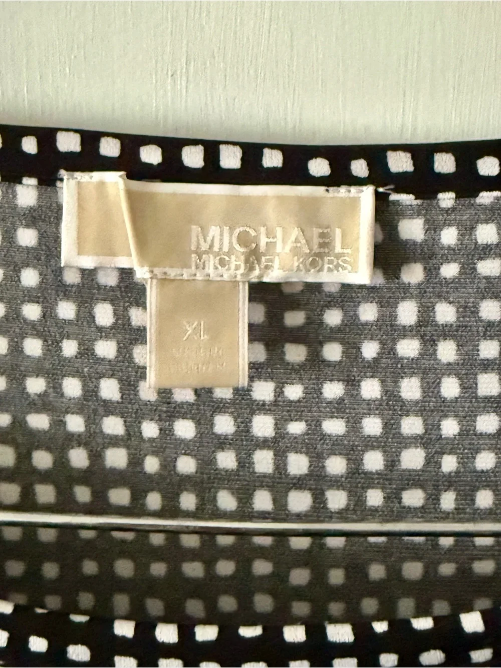Michael Kors XL Black & White Printed Long Sleeve Dress